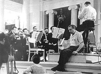 А. Гендельштейн на съемках фильма «Дмитрий Шостакович». 1967 год.