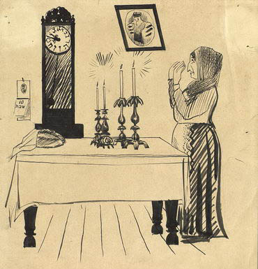 Сарра молится, а дочка комсомолится. 1925. Собрание ГМИР, Е‑1950‑VII